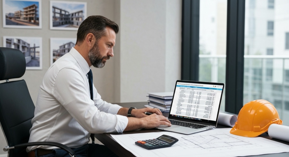 Contractor profit margin calculator Excel spreadsheet showing cost breakdowns and profit calculations for construction projects